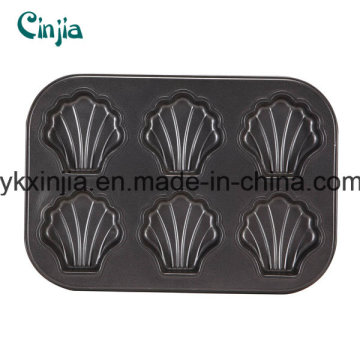 6cup de acero de carbono antiadherente Shell modelo muffin pan